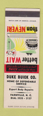 Matchbook Cover - Duke Buick Farmville NC