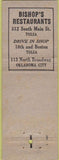 Matchbook Cover - Biship's Oklahoma City Tulsa OK