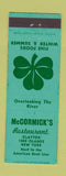 Matchbook Cover - McCormick's Restaurant Clayton 1000 Islands NY