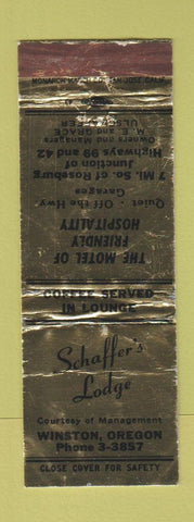 Matchbook Cover - Schaffer's Lodge Winston OR WORN