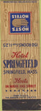 Matchbook Cover - Hotel Springfield MA