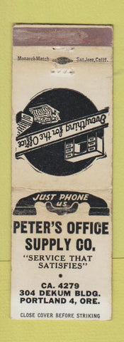 Matchbook Cover - Peter's Office Supply Portland OR WORN