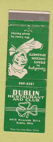 Matchbook Cover - Dublin Restaurant Club Dublin OR WEAR
