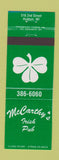 Matchbook Cover - McCarthy's Irish Pub Hudson WI