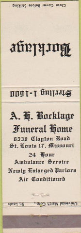 Matchbook Cover - Bocklage Funearl Home St Louis MO