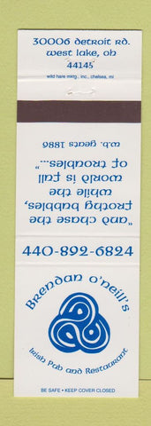 Matchbook Cover - Brendan O'Neill's Irish Pub West Lake OH