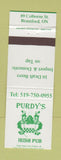 Matchbook Cover - Purdy's Irish Pub Brantford ON