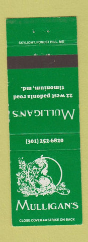 Matchbook Cover - Mulligan's Timonium MD