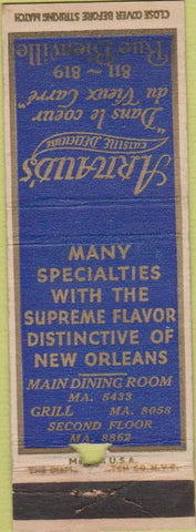 Matchbook Cover - Arnaud's deli New Orleans LA WEAR