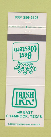 Matchbook Cover - Irish Inn Best Western Shamrock TX