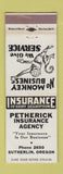 Matchbook Cover - Petherick Insurance Sutherlin OR WEAR