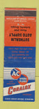 Matchbook Cover - AC Oil Filters Sutherlin Auto Parts OR WEAR