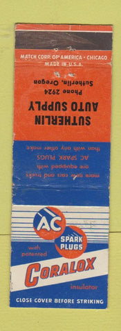 Matchbook Cover - AC Oil Filters Sutherlin Auto Parts OR WEAR