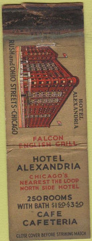 Matchbook Cover - Hotel Alexandria Chicago IL WORN