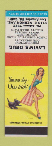 Matchbook Cover - Lavin's Drug Los Angeles CA SAMPLE pinup