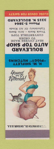 Matchbook Cover Boulevard Auto Top Shop HM Shiflett Piggy Hutchins SAMPLE pinup