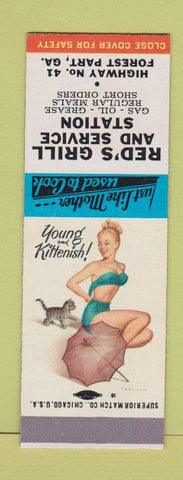 Matchbook Cover - Red's Grill oil gas Forest Part GA SAMPLE pinup