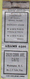 Matchbook Cover - 2929 Conn Ave Cafe Washington DC WORN