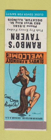 Matchbook Cover - Rambo's Tavern Decatur IL SAMPLE pinup