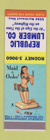 Matchbook Cover - Republic Lumber SAMPLE pinup