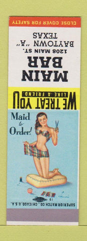 Matchbook Cover - Main Bar Baytown TX SAMPLE pinup