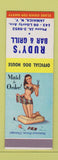 Matchbook Cover - Rudy's Bar Grill Jamaica NY  SAMPLE pinup