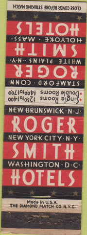Matchbook Cover - Roger Smith Hotels New Brunswick NJ NYC WEAR
