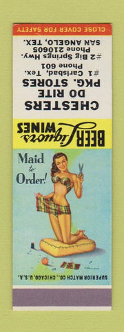 Matchbook Cover - Chesters Liquor San Angelo Carlsbad TX SAMPLE pinup #2