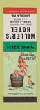 Matchbook Cover - Miller's Motel Lincoln PA SAMPLE pinup