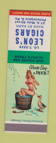 Matchbook Cover - Leon's Cigars Philadelphia PA SAMPLE pinup