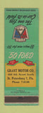 Matchbook Cover - 1950 Ford Grant Motors St Petersburg FL