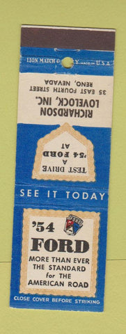 Matchbook Cover - 1954 Ford Richardson Lovelock Reno NV