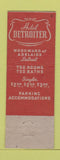 Matchbook Cover - Hotel Detroiter Detroit MI ARROW WORN