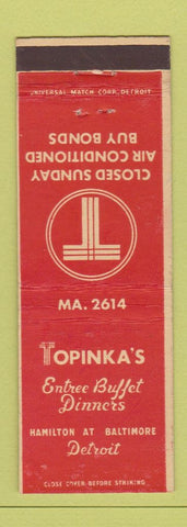 Matchbook Cover - Topinka's Detroit MI