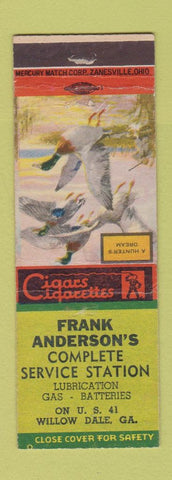 Matchbook Cover - Frank Anderson's oil gas Willow Dale GA