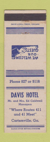 Matchbook Cover - David Hotel Cartersville GA