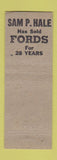 Matchbook Cover - Same Hale Ford Ardmore OK low phone #