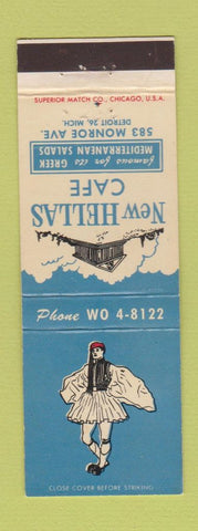 Matchbook Cover - New Hellas Cafe Detroit MI