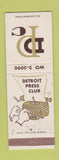 Matchbook Cover - Detroit Press Club MI