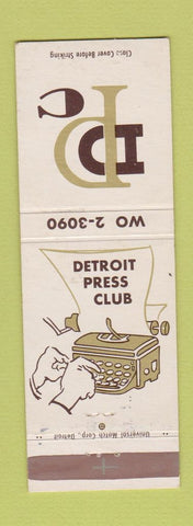 Matchbook Cover - Detroit Press Club MI