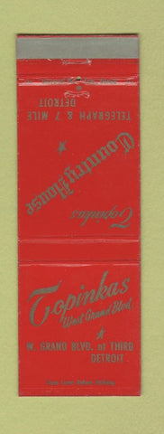 Matchbook Cover - Topinka's Detroit MI