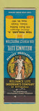 Matchbook Cover - Reliance Life Insurance Tom Penland Atlanta GA