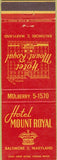 Matchbook Cover - Hotel Mount Royal Baltimore MD
