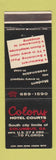 Matchbook Cover - Colony Hotel Courts Columbus GA