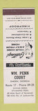 Matchbook Cover - William Penn Court Darien GA