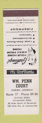 Matchbook Cover - William Penn Court Darien GA