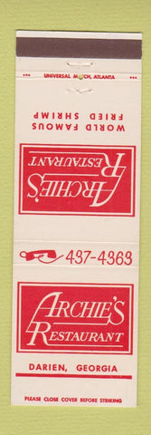 Matchbook Cover - Archie's Restaurant Darien GA