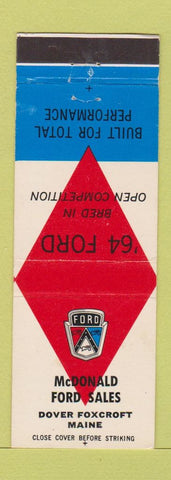 Matchbook Cover - 1964 Ford McDonald Dover Foxcroft ME