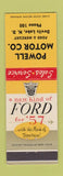 Matchbook Cover - 1957 Ford Powell Motor Devils Lake ND low phone #
