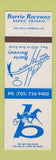 Matchbook Cover - Barrie Horse Racing ON harness